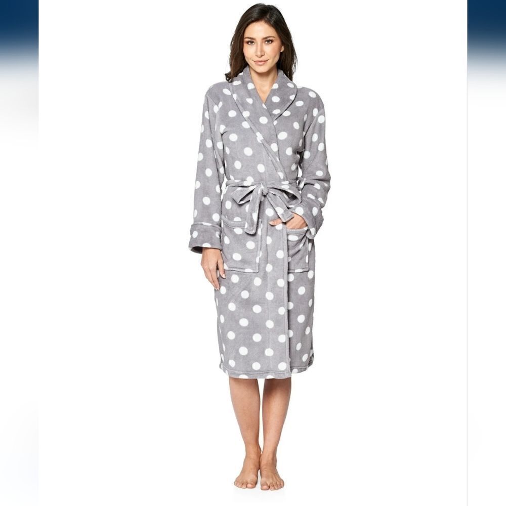 Joe boxer plush robe NWT luna grey Heather heart design